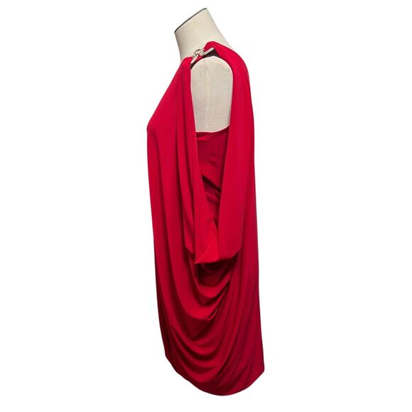 Cache Womens Vintage Red Holiday One Shoulder Rhinestone Drape Mini Dress Sz M - Picture 8 of 14